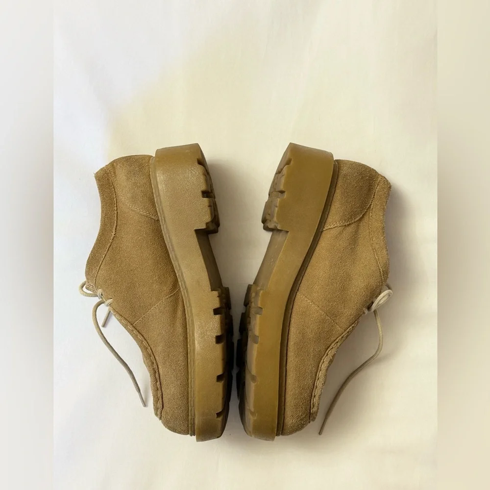 Vintage Y2K Mudd Sara Suede Leather Lug Sole Chunky Heels Loafers Platform Shoes